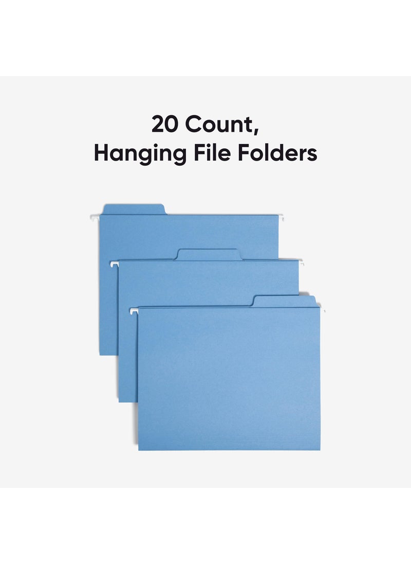 Smead Smead FasTab Hanging File Folders, 20 Count, Blue, 1/3-Cut Built-in Tabs, Letter Size (64099)  - Image 3
