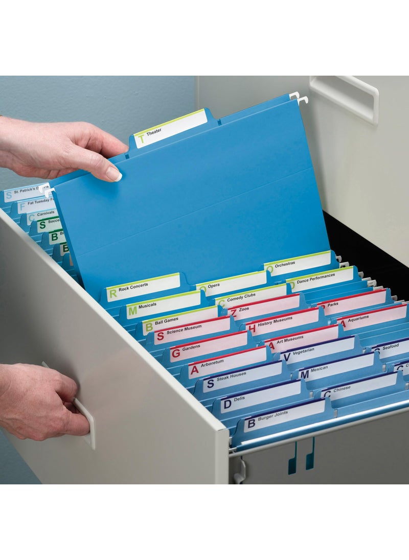 Smead FasTab Hanging File Folders, 20 Count, Blue, 1/3-Cut Built-in Tabs, Letter Size (64099)