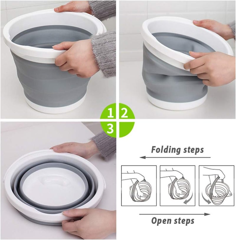 ddLUCK Diverse application fit 10L (2.6 Gallon) Premium Collapsible Bucket - Fishing Water Pail Folding Bucket Water Bucket Container with Sturdy Handle For Hiking, Backpacking, Camping and Car Household Cleaning（Gray） Salt resistant coating - Image 3