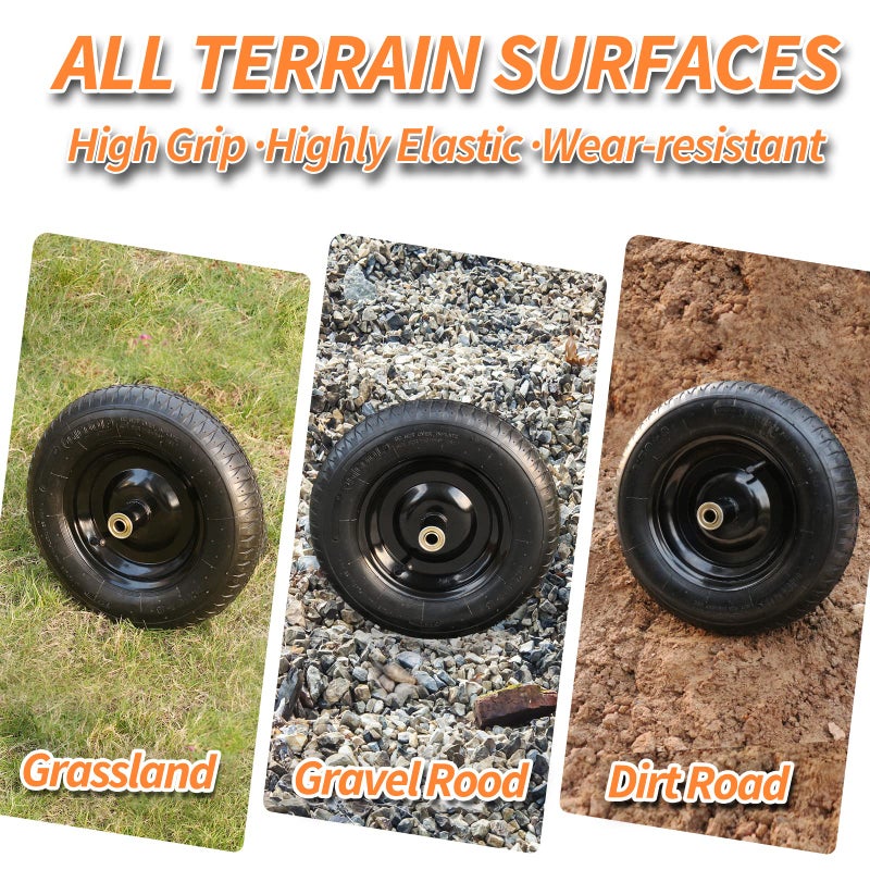 GICOOL 14.5" Wheelbarrow Tire, 3.50-8â€ Pneumatic Tire, Universal Wheelbarrow Wheel for 4.80/4.00-8â€, 4.00-6â€, and 2.50-8â€, with 6" Centered Hub, 5/8" Axle Bore Hole, Sealed Bearings - Image 5