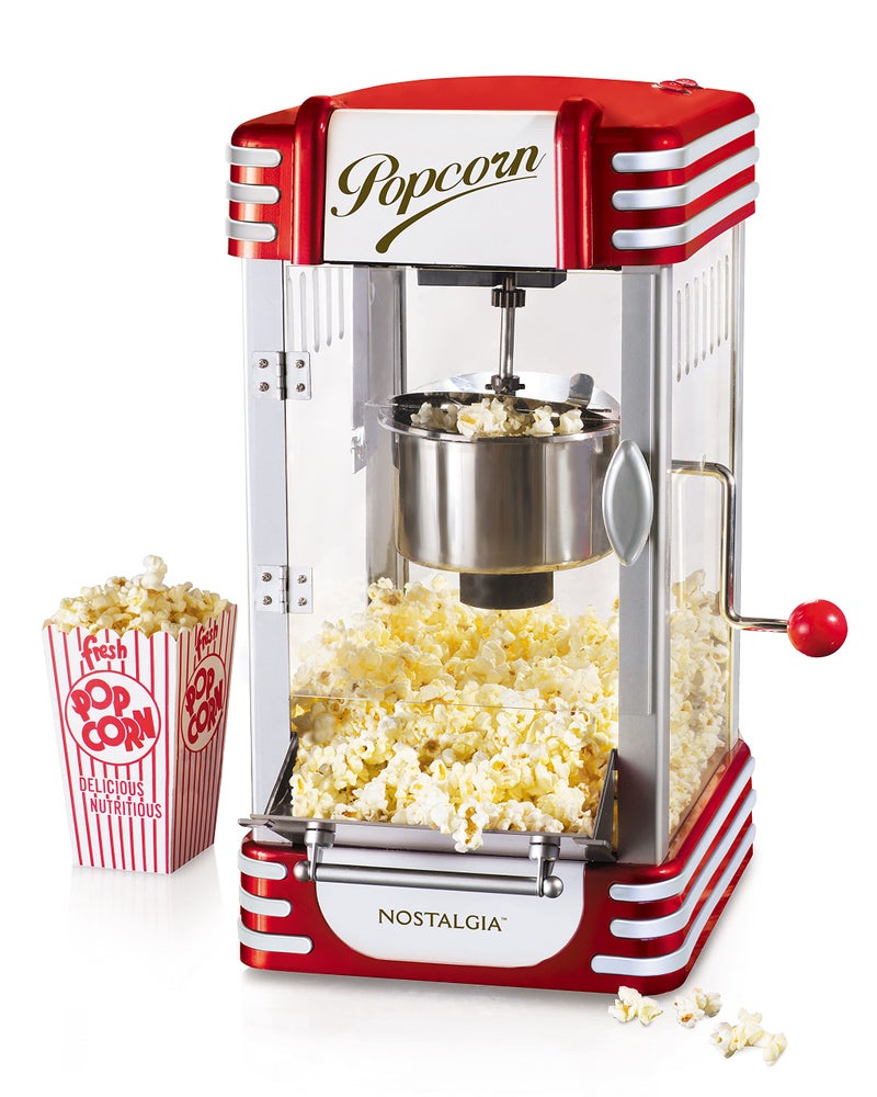 Nostalgia Nostalgia Popcorn Maker Machine  Professional Tabletop With 25 Oz Kettle Makes Up to 10 Cups  Vintage Popcorn Machine Movie Theater Style  Metalic Red 