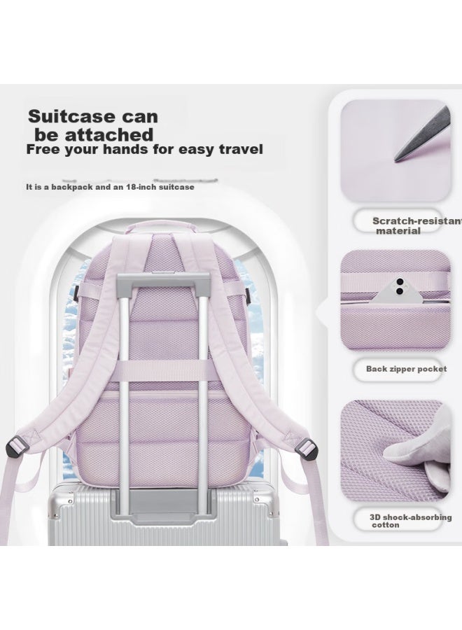 Landcase Large Capacity Backpack Travel Bag For Women Short-distance Travel Bag Business Trip Luggage Bag Men 3757 Pink Purple - Image 2
