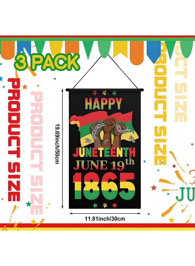 Tegeme 3 Pcs Happy Juneteenth Day Door Sign Flag African American Independence Day Door Hanging Banner Juneteenth Wall Decoration for Party Holiday Home Outdoor Indoor Decoration(Juneteenth) - Image 2
