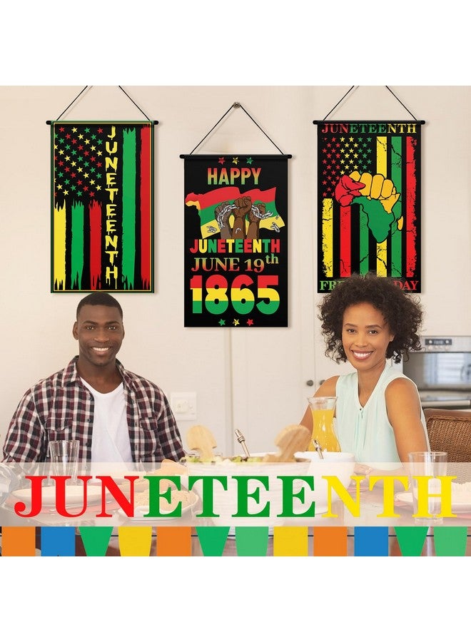 Tegeme 3 Pcs Happy Juneteenth Day Door Sign Flag African American Independence Day Door Hanging Banner Juneteenth Wall Decoration for Party Holiday Home Outdoor Indoor Decoration(Juneteenth) - Image 5