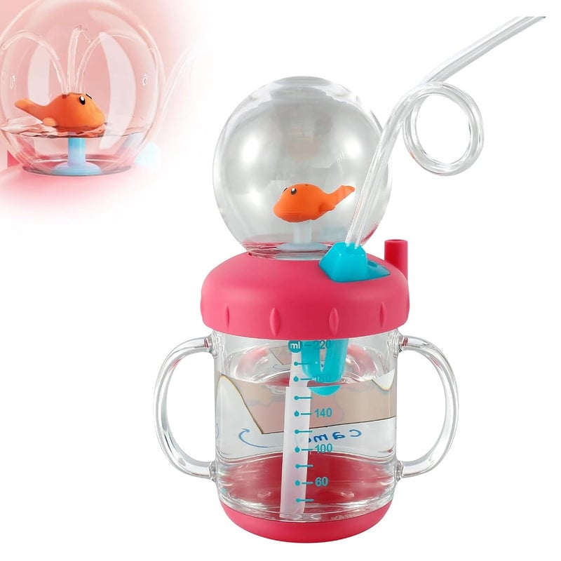 Kidology Plastic Whale Spray Water Cup with Handle - Bpa Free Toddler Cup for Kids Travel Drinking Cups with Straw, Spill-Proof Design, Perfect Tumbler for Kids (Dark Pink) - Image 3