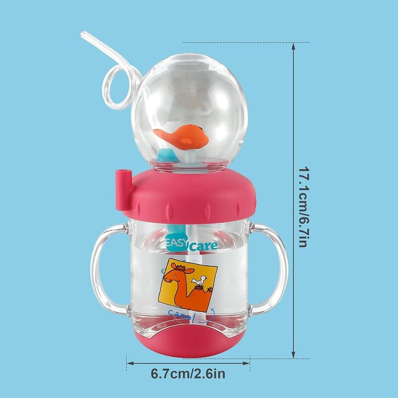 Kidology Plastic Whale Spray Water Cup with Handle - Bpa Free Toddler Cup for Kids Travel Drinking Cups with Straw, Spill-Proof Design, Perfect Tumbler for Kids (Dark Pink) - Image 2