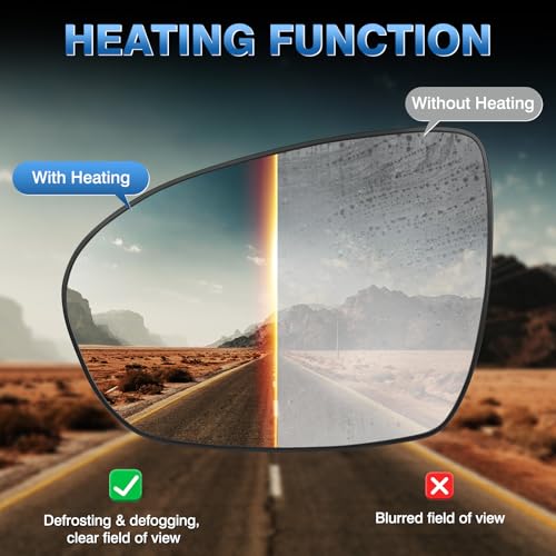 TOP-MAX Driver Side Heated Mirror Glass Compatible with 2011 2012 2013 2015 Kia Optima, Left Side Convex Rearview Mirror with Backing Plate & Clip, Replace for 87611-2T110 - Image 3