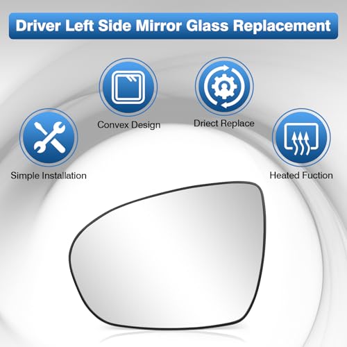 TOP-MAX Driver Side Heated Mirror Glass Compatible with 2011 2012 2013 2015 Kia Optima, Left Side Convex Rearview Mirror with Backing Plate & Clip, Replace for 87611-2T110 - Image 5