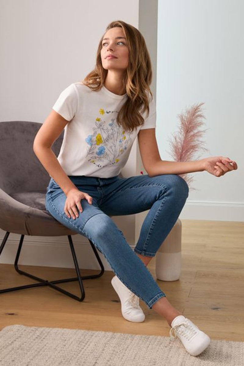 Tchibo Women Skinny Fit Washed Denim Jeans, Blue - Image 1