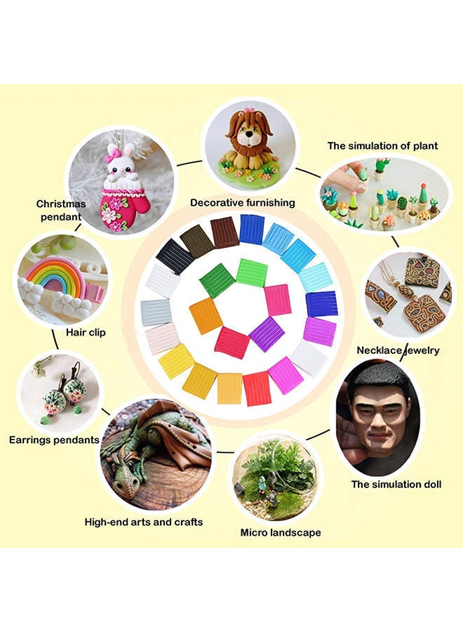 NIBEMINENT 24-Colors Polymer Dry Modelling Clay Set With 5-Piece Tool Durable And Sturdy 37.6x28.7x11.7cm  - Image 5