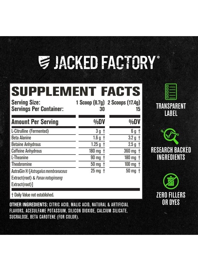 Jacked Factory NITROSURGE Pre Workout Supplement - Endless Energy, Instant Strength Gains, Clear Focus, Intense Pump - NO Booster & Preworkout Powder with Beta Alanine - 30 Servings, Sour Peach Rings - Image 5