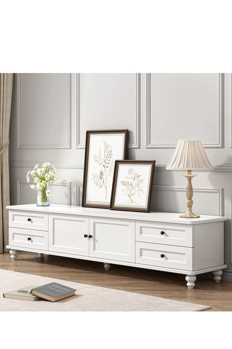 YY-ريشير تلفزيون حديث مجلس الوزراء الجدول التلفزيوني، على الطراز الأمريكي تقف التلفزيون القديم مع درجات التخزين والرفوف المفتوحة لغرفة المعيشة المنزلية، الخشبية مزيج من خزانة التخزين - Image 1