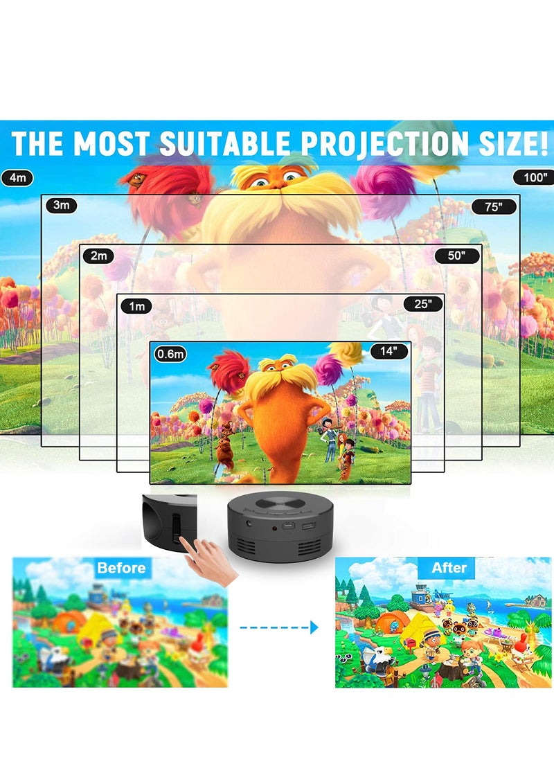 Generic - YT200 1080P HD Portable Mini Projector - Home and Outdoor Use, Phone Screen Mirroring, Includes 5V 2A Charging Cable - Image 1