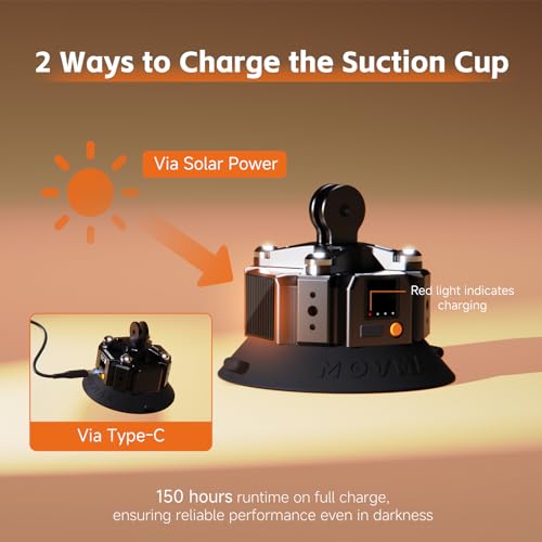 Vaxis Global MOVMAX 4.5" Solar Electronic Suction Cup, Compatible with Blade Arm & Razor Arm for Pocket 3/Action Camera/Camera Car Mount, Solar-Powered/Auto Pressure Detection/LCD Display - Image 3