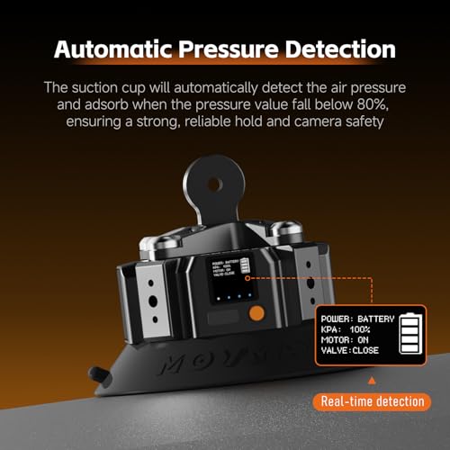 Vaxis Global MOVMAX 4.5" Solar Electronic Suction Cup, Compatible with Blade Arm & Razor Arm for Pocket 3/Action Camera/Camera Car Mount, Solar-Powered/Auto Pressure Detection/LCD Display - Image 4