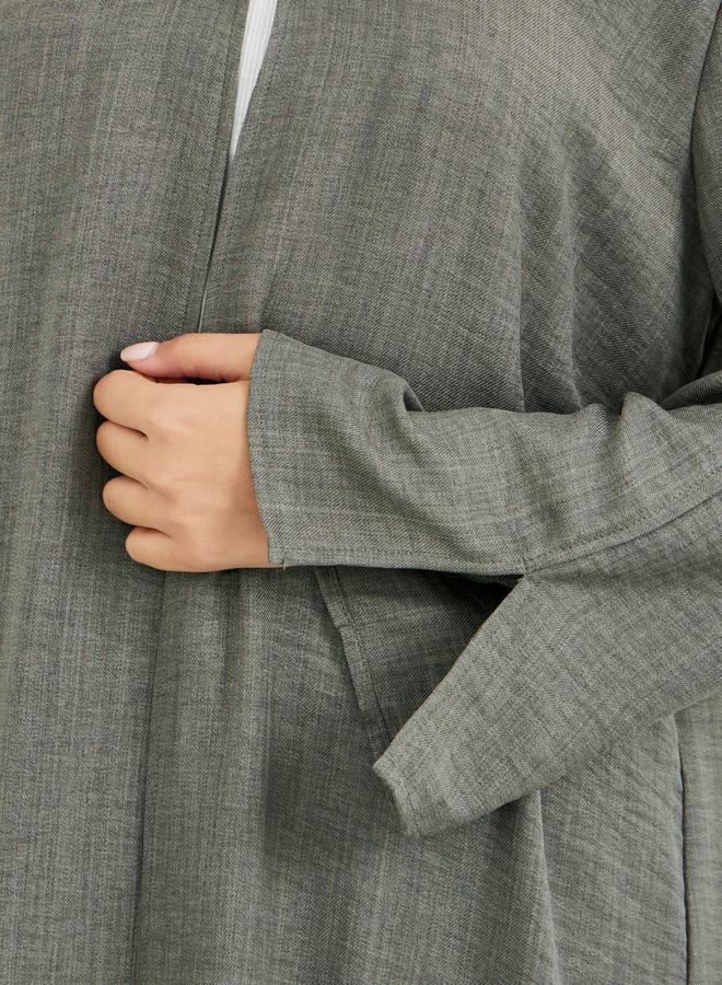 Amirah Slit Sleeve A-Line Abaya with Button Detail - Image 4