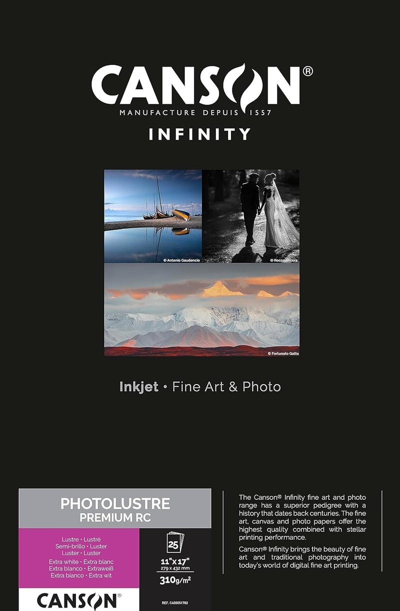 Canson Infinity Photo Lustre Premium Photographic Paper for Black and White and Color Reproductions 310 Grams 11 x 17 Inch 25 Sheets - Image 1
