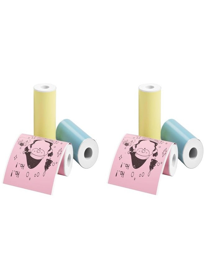 Zeitel ورق لاصق حراري ملون، طابعة جيب صغيرة تعمل بتقنية البلوتوث، حروف سوداء على خلفية وردية وزرقاء وصفراء، 57 × 25 مم، 3 لفات (قطعتان) - Image 1