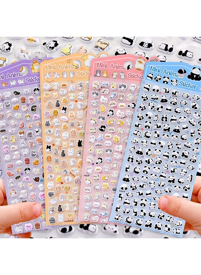 500+ Mini Puffy Stickers, Cute Tiny Small Kawaii 3D Puff Sticker for Toddler Kids Girls, 4 Sheet Jsapanese Cartoon Animal Cat Dog Panda Food Sticker for Rewards,Phone Case, Notebook, Scrapbooking - Image 1
