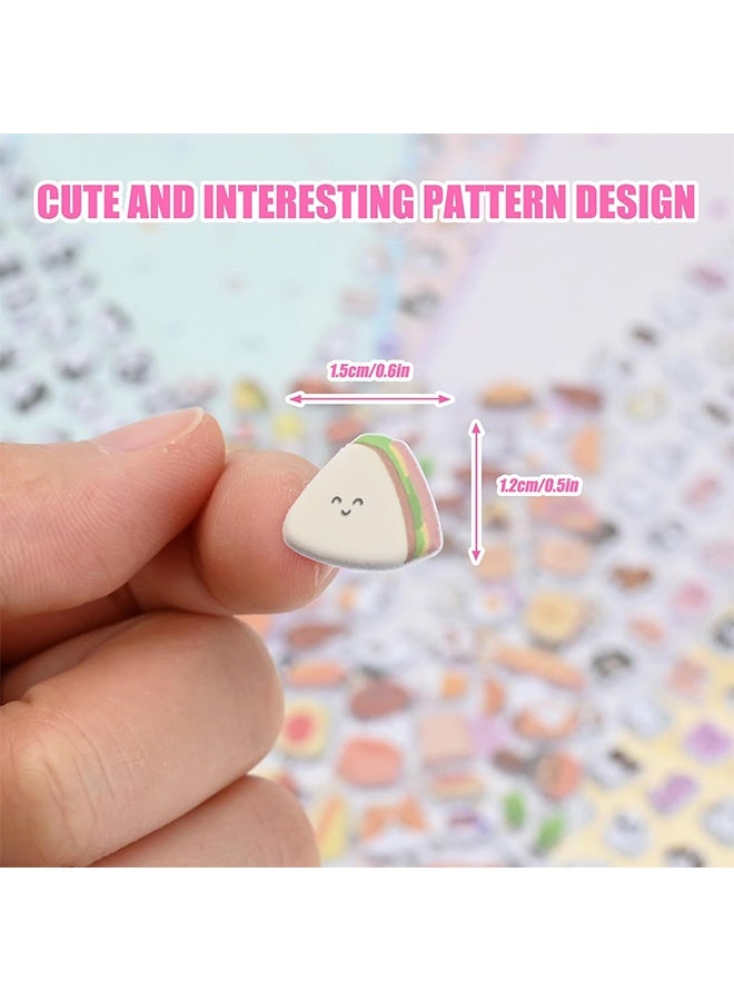 500+ Mini Puffy Stickers, Cute Tiny Small Kawaii 3D Puff Sticker for Toddler Kids Girls, 4 Sheet Jsapanese Cartoon Animal Cat Dog Panda Food Sticker for Rewards,Phone Case, Notebook, Scrapbooking - Image 3