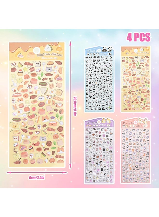 500+ Mini Puffy Stickers, Cute Tiny Small Kawaii 3D Puff Sticker for Toddler Kids Girls, 4 Sheet Jsapanese Cartoon Animal Cat Dog Panda Food Sticker for Rewards,Phone Case, Notebook, Scrapbooking - Image 2