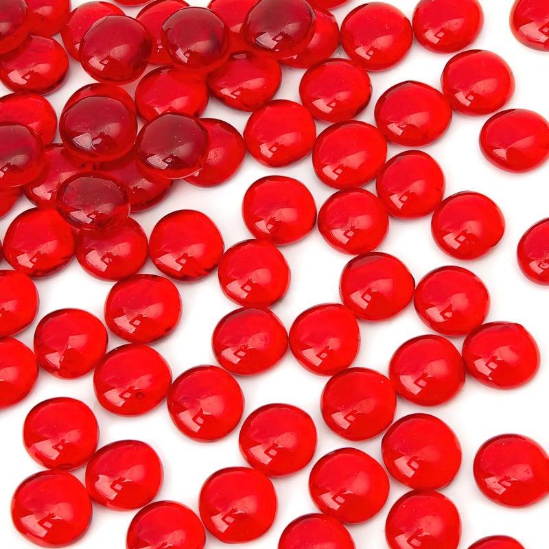 FUTUREPLUSX 1LB Red Glass Beads, Flat Glass Marbles Burgundy Pebbles Marbles for Vases Decorative Red Colored Gemstones Fish Tank Table Scatter Decor Art Craft - Image 1