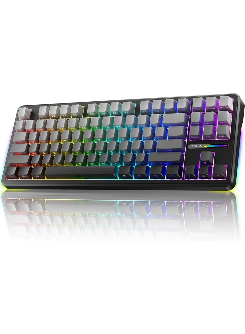 AULA F87 Pro Wireless Mechanical Keyboard,Tri-Mode BT5.0/2.4GHz/USB-C Hot Swappable Custom Keyboard,Pre-lubed Switches,Side Printed PBT Keycaps,75% TKL RGB Backlit Gaming Keyboards - Image 1