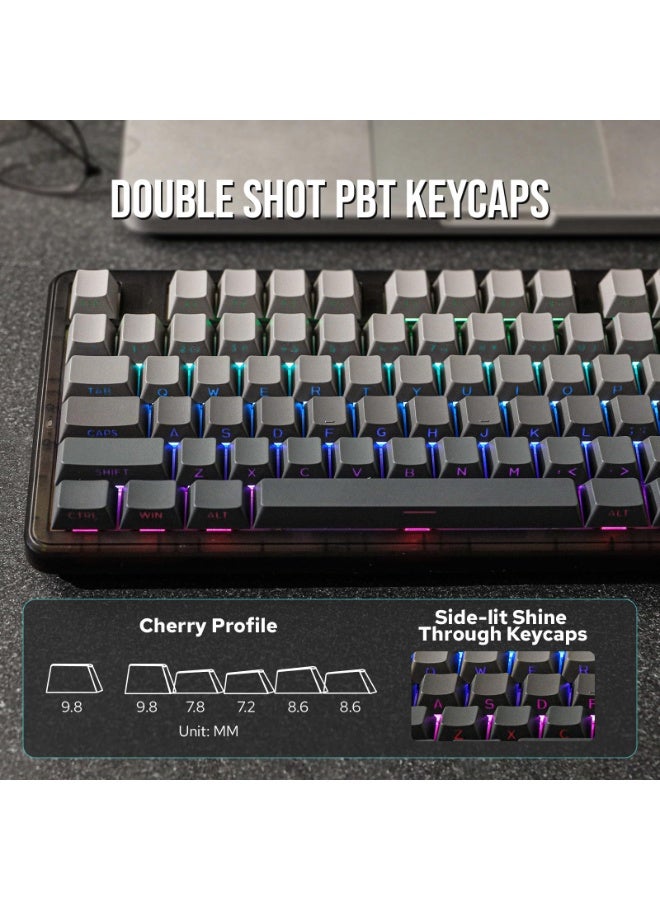 AULA F87 Pro Wireless Mechanical Keyboard,Tri-Mode BT5.0/2.4GHz/USB-C Hot Swappable Custom Keyboard,Pre-lubed Switches,Side Printed PBT Keycaps,75% TKL RGB Backlit Gaming Keyboards - Image 5