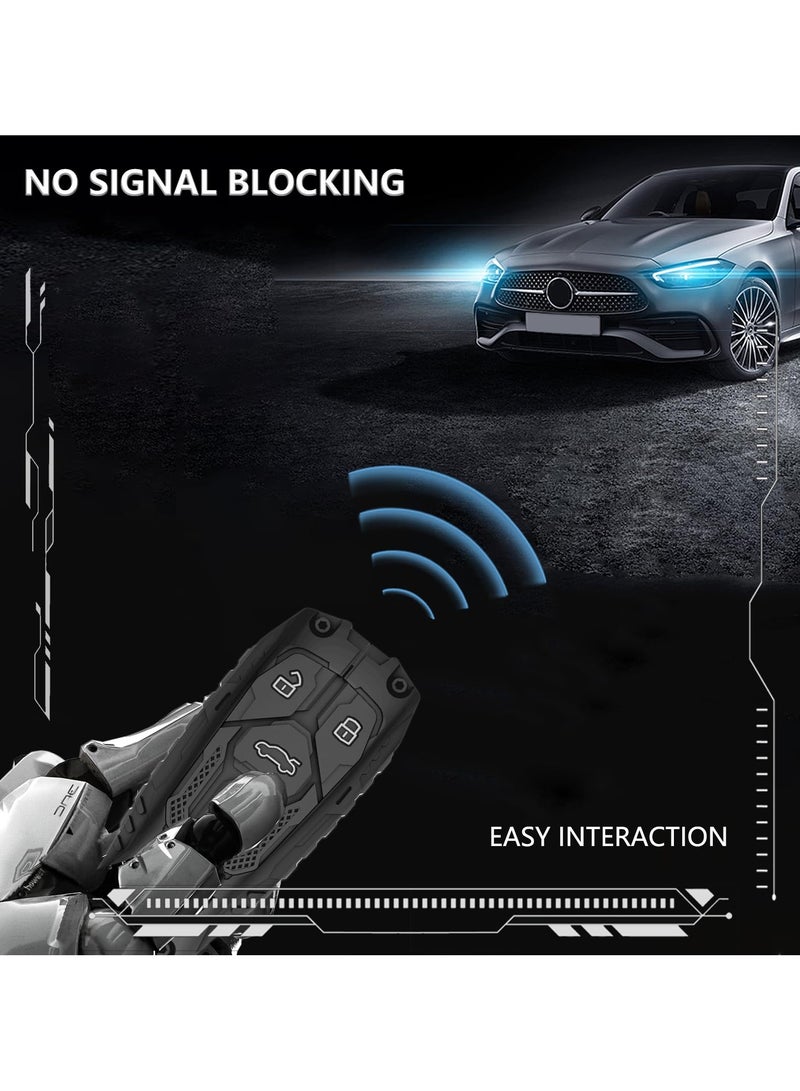 SYOSI For Audi Key Fob Cover with Keychain Zinc Alloy Protection Car Key Case Accessories for TTS SQ5 R8 RS4 RS5 S5 A3 A4 A5 A6 Q7 Q5 Smart Remote Keyless Silicone Keyshell - Image 2