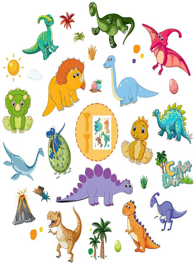 PRATIQUE Non Slip Bathtub Stickers, 12 Pages Cutest Dinosaur Virgin Forest Organisms Stickers Adhesive Kids Anti Slip Decal Threads for Shower Floor and Bath Tub Decals with Premium Scraper - Image 1
