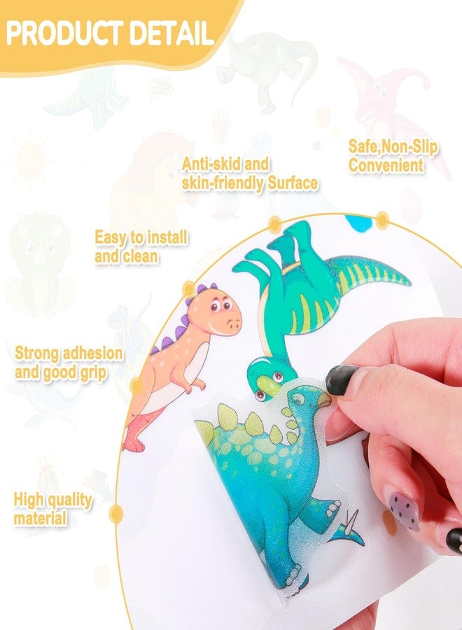 PRATIQUE Non Slip Bathtub Stickers, 12 Pages Cutest Dinosaur Virgin Forest Organisms Stickers Adhesive Kids Anti Slip Decal Threads for Shower Floor and Bath Tub Decals with Premium Scraper - Image 2