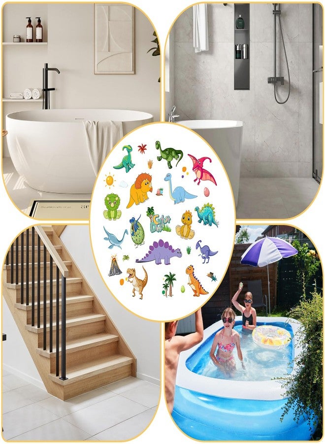 PRATIQUE Non Slip Bathtub Stickers, 12 Pages Cutest Dinosaur Virgin Forest Organisms Stickers Adhesive Kids Anti Slip Decal Threads for Shower Floor and Bath Tub Decals with Premium Scraper - Image 5