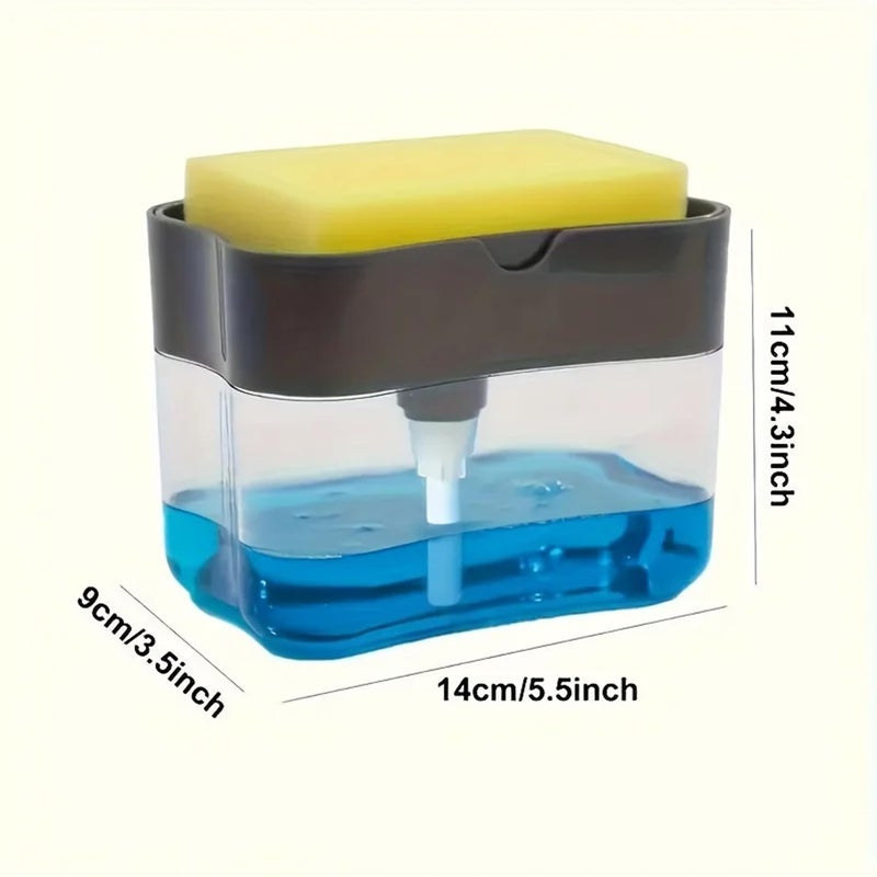 Brain Freezer 2 in 1 Soap Dispenser for Bathroom Accessories Dishwasher Liquid Holder Liquid Dispenser Pump 385 ML with Sponge Holder Kitchen Sink Accessories Items (Grey) - Image 3