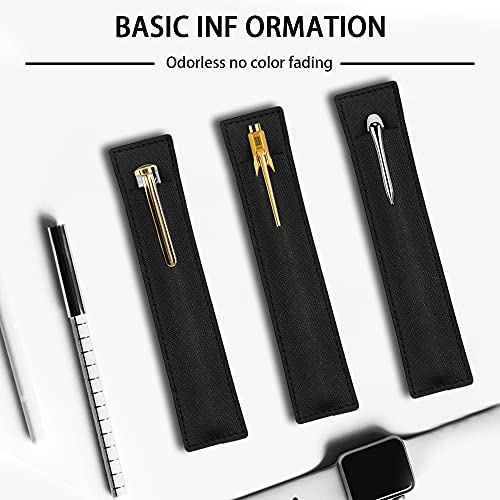 SNOMEL 3 Pack Leather Pen Pouch, Single Fountain Pen Holder Case, Soft Pen Protective Cover Organizer for Stylus, Ballpoint, Pencils (Black) - Image 2