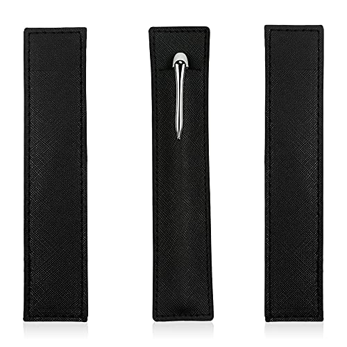 SNOMEL 3 Pack Leather Pen Pouch, Single Fountain Pen Holder Case, Soft Pen Protective Cover Organizer for Stylus, Ballpoint, Pencils (Black) - Image 1