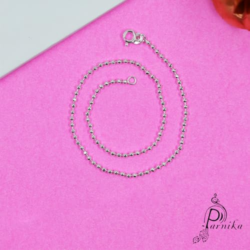 Parnika (Formerly MJ Trendy Flexible Silver Payal (Anklets) in Pure 92.5 Sterling Silver for Girls/Women | Gift for Women and Girls | With Certificate of Authenticity | (Small Ball - 1 Pc) - Image 4