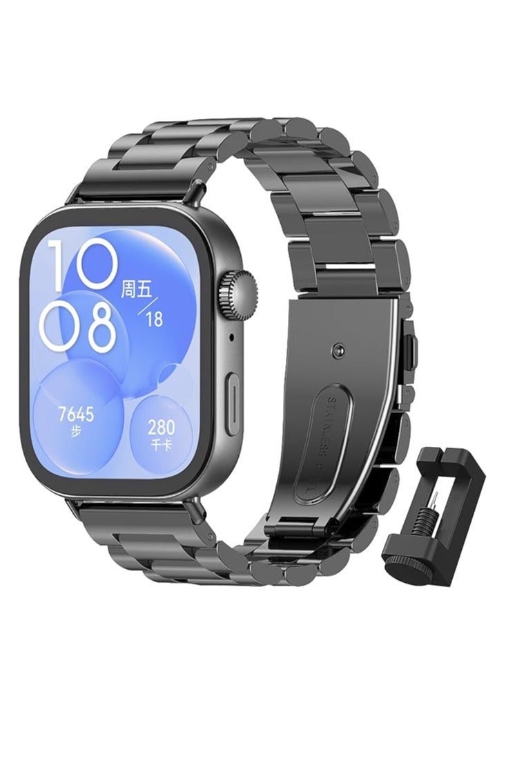 ten.tech Compatible with Huawei Watch Fit 4 Pro (2025), Adjustable Stainless Steel Replacement Metal Watch Band Classic Style Practical black - Image 1