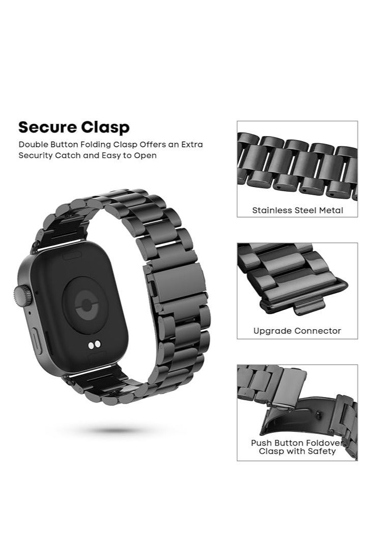 ten.tech Compatible with Huawei Watch Fit 4 Pro (2025), Adjustable Stainless Steel Replacement Metal Watch Band Classic Style Practical black - Image 3