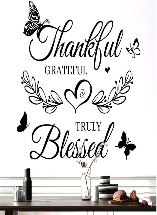 Datesno Inspirational Quote Wall Decor Thankful Grateful Blessed Wall Decal Quote Faith Vinyl Lettering Wall Stickers for Home Decor Living Room TV Background Home Decoration - Image 1