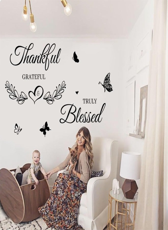 Datesno Inspirational Quote Wall Decor Thankful Grateful Blessed Wall Decal Quote Faith Vinyl Lettering Wall Stickers for Home Decor Living Room TV Background Home Decoration - Image 3