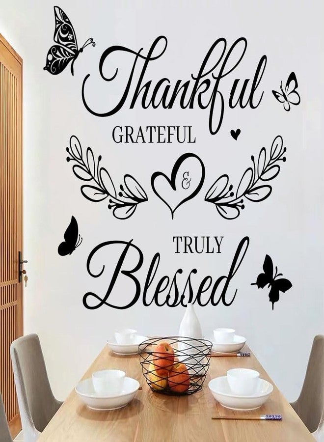 Datesno Inspirational Quote Wall Decor Thankful Grateful Blessed Wall Decal Quote Faith Vinyl Lettering Wall Stickers for Home Decor Living Room TV Background Home Decoration - Image 4