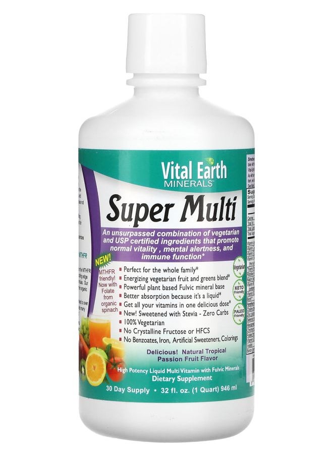 Vital Earth Minerals Super Multi  Natural Tropical Passion Fruit 32 fl oz (946 ml) 