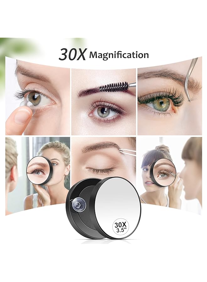erorex 30X Magnifying Mirror Small Magnifying Mirror With Suction Cup And Tweezers As A Travel Magnifying Mirror Compact Mirror Set For Plucking Eyebrows 3.5 Inches - Image 3