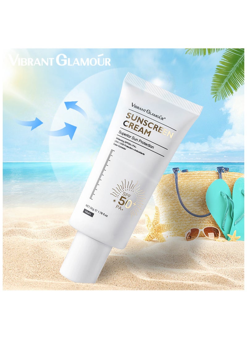 Vibrant Glamour - 2-in-1 Concealer Sunscreen Cream SPF50+/PA+, Superior Sun Protection Refreshing Isolation, Effectively Block The Daily UV Damage, Protect the Face, Neck, Arms and Other Body Skin 50g - Image 1
