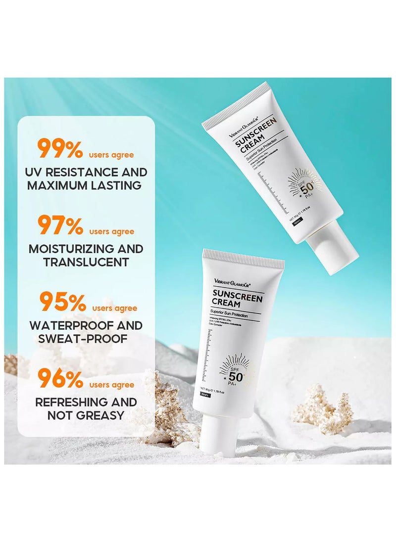 Vibrant Glamour - 2-in-1 Concealer Sunscreen Cream SPF50+/PA+, Superior Sun Protection Refreshing Isolation, Effectively Block The Daily UV Damage, Protect the Face, Neck, Arms and Other Body Skin 50g - Image 1