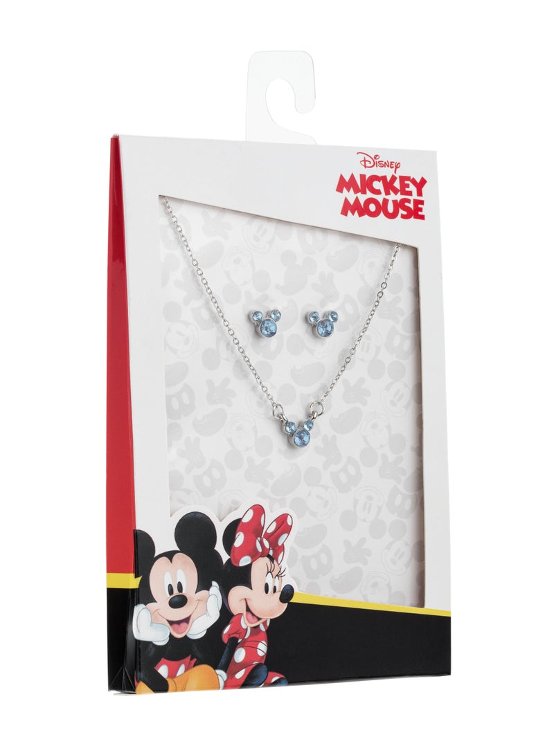 Disney Mickey Mouse December Birthstone in Brass Plated Necklace & Earring Set - Image 2