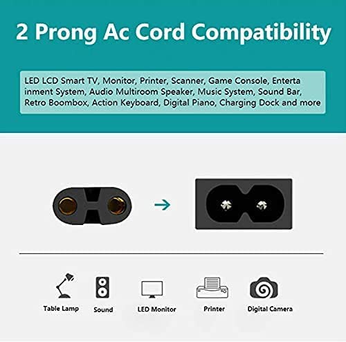 KEBILSHOP Power Cable/Cord/Plug for PS2, PS3, PS4, Xbox One S and Xbox One X Consoles (Cable Only), Black - Image 5
