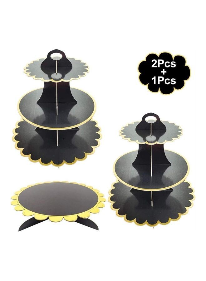 NIBEMINENT 1 Piece 3 Tier Cake Display Stand And Fruit Plate Black - Image 1