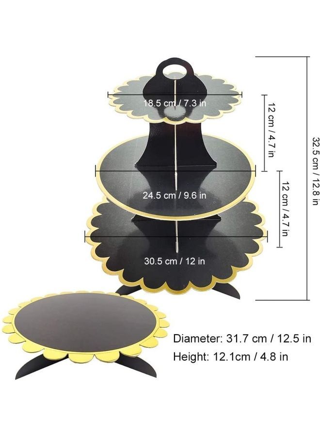 NIBEMINENT 1 Piece 3 Tier Cake Display Stand And Fruit Plate Black - Image 2