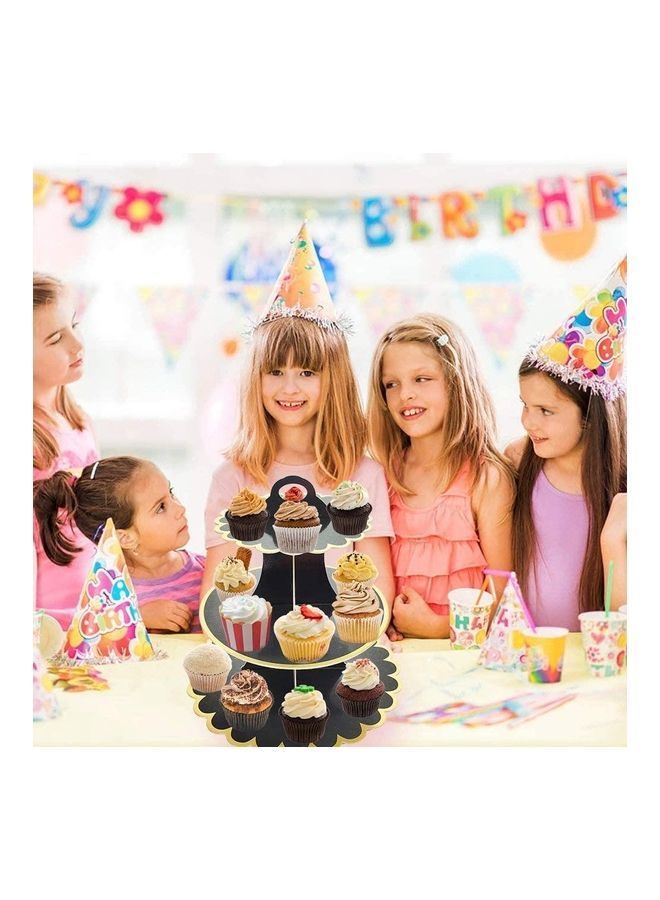 NIBEMINENT 1 Piece 3 Tier Cake Display Stand And Fruit Plate Black - Image 4